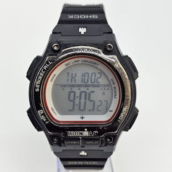 VTG Timex Ironman Shock Men Watch 46MM Black Bands New Battery READ DESCRIPTION - Picture 1 of 14